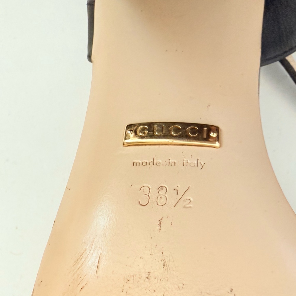 Gucci Black Leather GG Marmont Ankle Strap Block heel Sandals EU 38.5 - Picture 11 of 13
